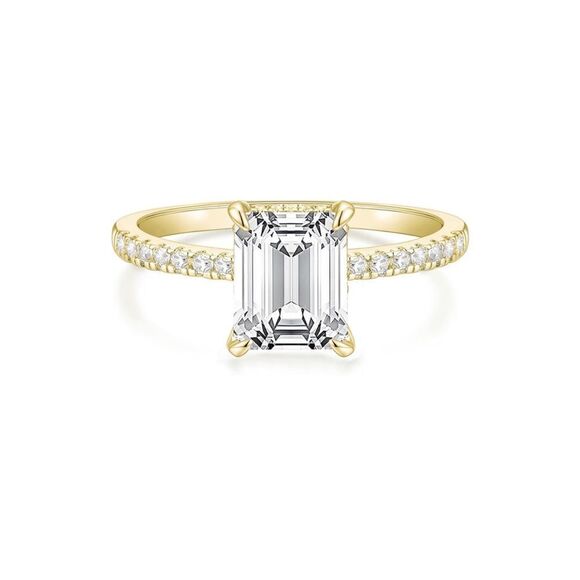 Paved Emerald Cut Engagement Ring - Picture 2 of 3